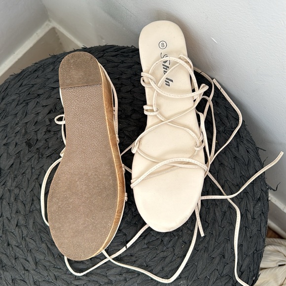 Ivory platform lace up sandals - Picture 2 of 2